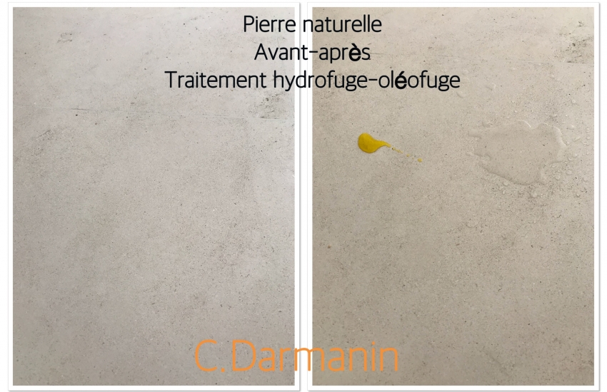 Test après traitement hydrofuge - Oléofuge de pierre naturelle - C. Darmanin